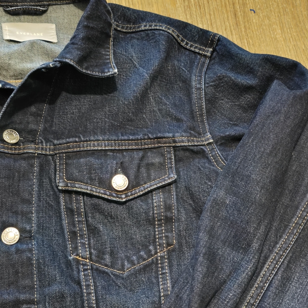 Everlane Mens Dark Wash Denim Jacket Sz‎ S EUC - Picture 5 of 6
